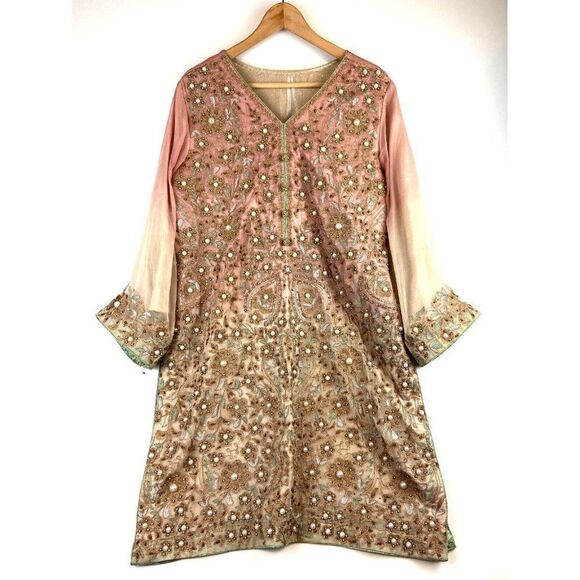Embellished Pink and Cream Women's Top - Picture 1 of 13